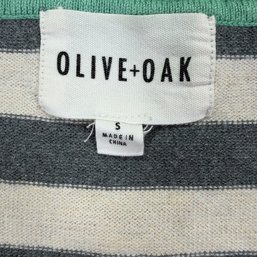 Olive Oak Sweater Womens Small Excellent Green Grey Striped Colorblock - Picture 4 of 7
